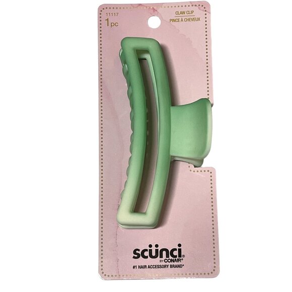 scunci Accessories - Scunci Jaw Claw Hair Clip Green Cream Ombre Rectangle Open Design